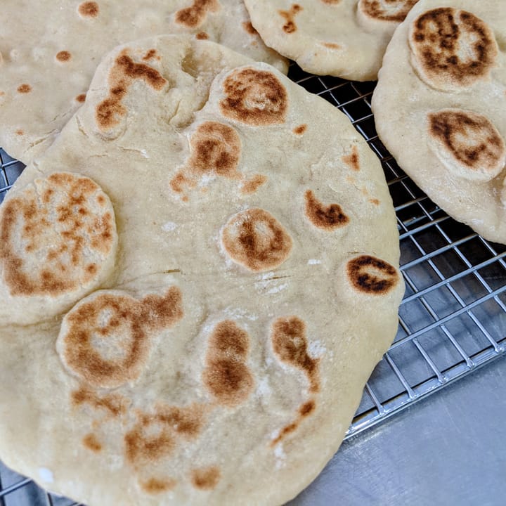 A close-up of some nice Naan Bread. That I have to say turned out great.