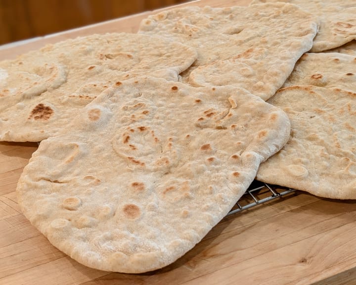 These american sized Pita Breads are a really nice combination of whole wheat and all-purpose flour.  You can almost taste the love.